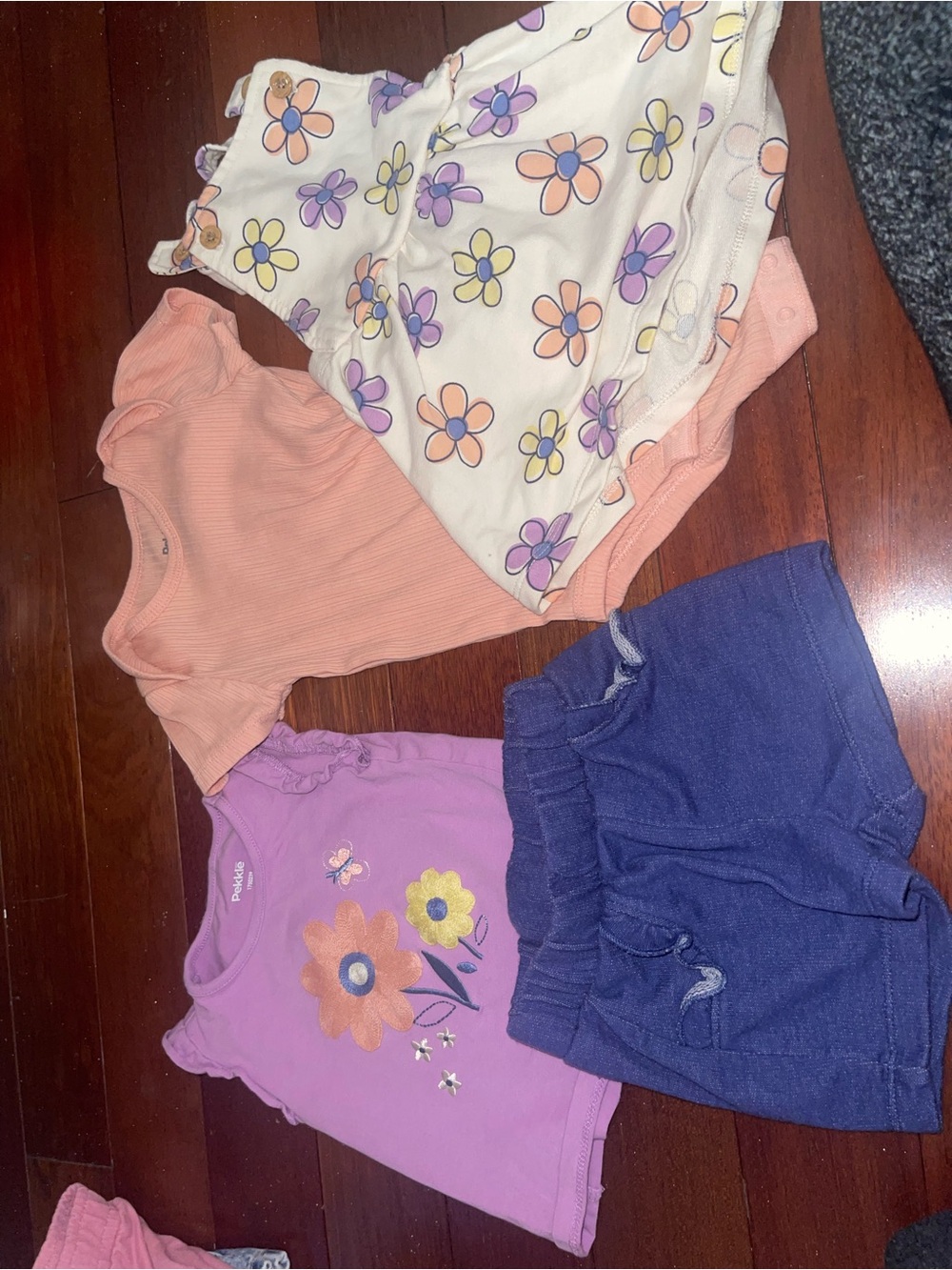 Kids Floral & Solid Matching Set - Purple, Peach, White